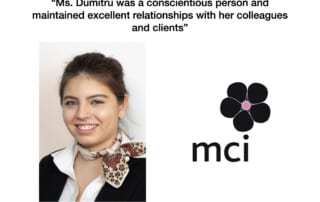 Ms. Ana-Maria Dumitru, Trainee at MCI Suisse SA in Geneva