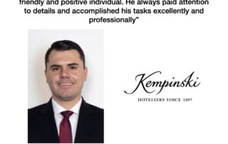 Mr. Tiberiu Vaduva, Corporate Finance Trainee reporting to Finance Manager at Kempinski Hotels S.A. in Geneva