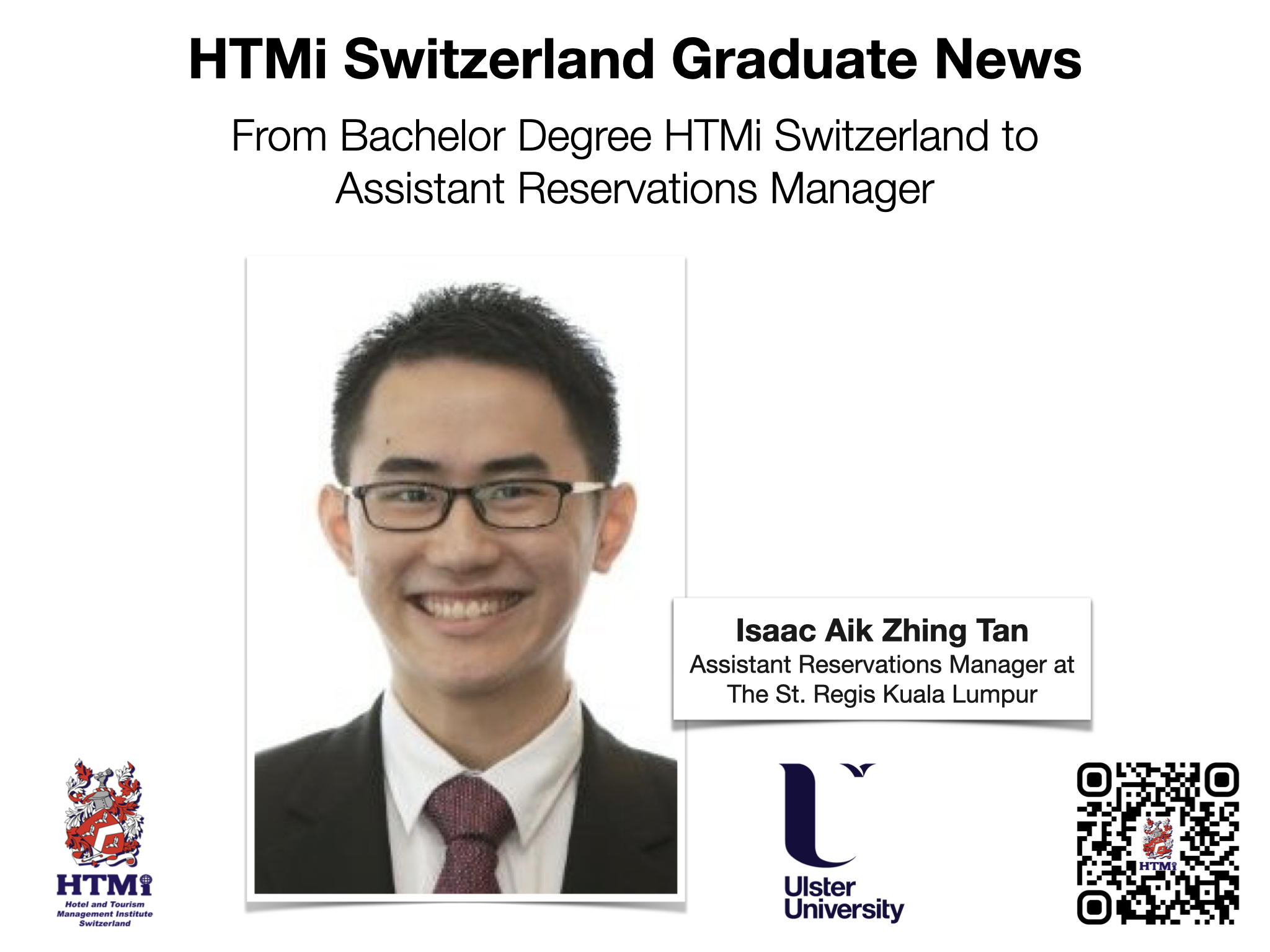 Isaac Aik Zhing Tan - From Bachelor Degree HTMi Switzerland to Assistant Reservations Manager - HTMi Switzerland Graduate News