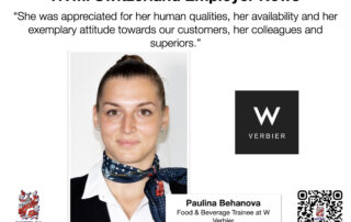 Paulina Behanova - Food & Beverage Trainee at W Verbier - HTMi Switzerland Employer News