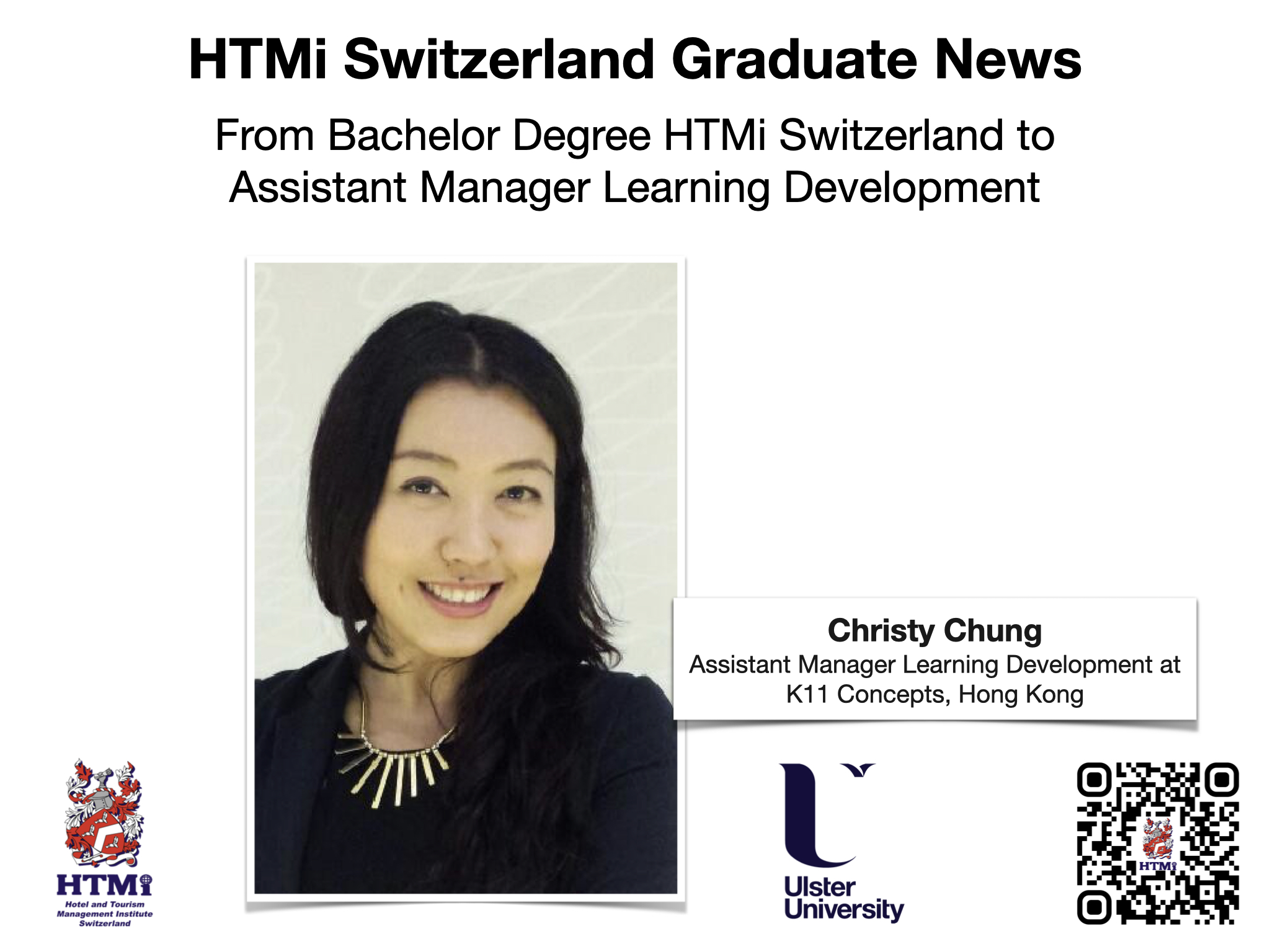 Christy Chung - From Bachelor Degree HTMi Switzerland to Assistant Manager Learning Development - HTMi Switzerland Graduate News