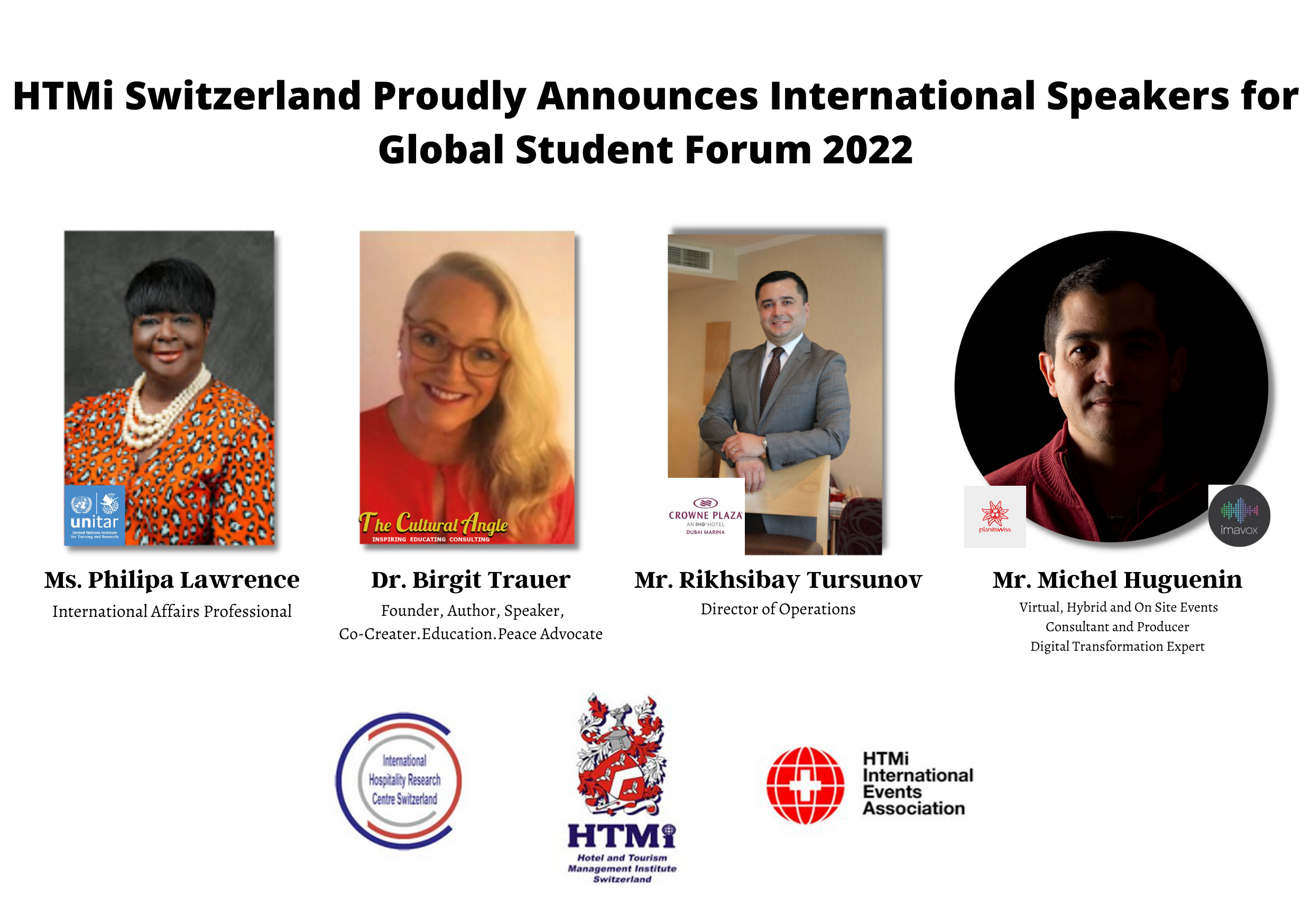 HTMi Switzerland proudly announces international speakers for the Global Student Forum 2022