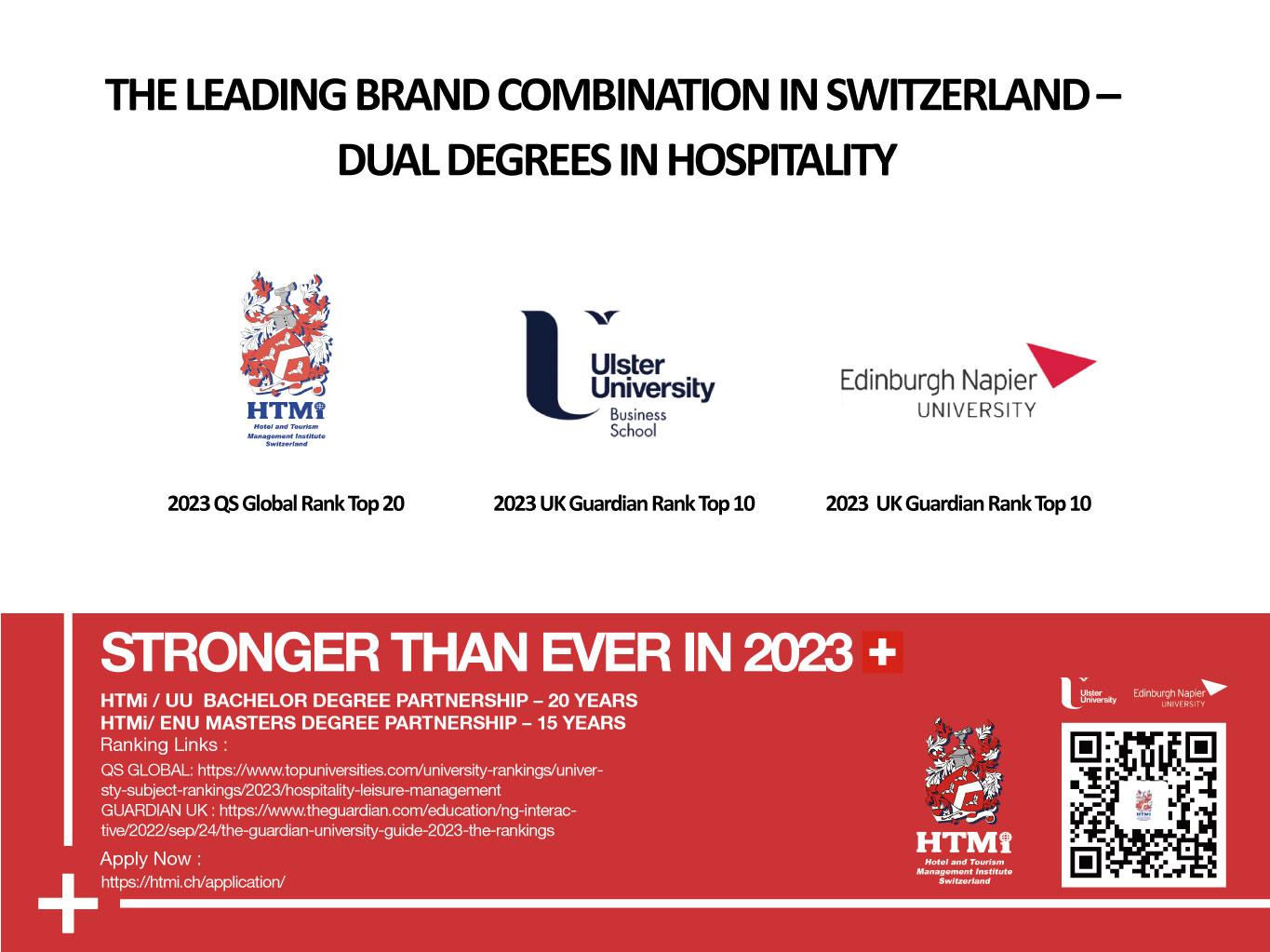 The Leading Brand Combination in Switzerland - Dual Degrees in Hospitality