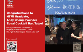 Congratulations to HTMi Graduate, Andy Chang, Founder Equal Cocktail Bar, Taipei