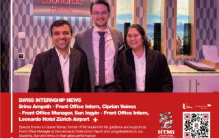 SWISS INTERNSHIP NEWS Srinu Amgoth - Front Office Intern, Ciprian Voinea - Front Office Manager, Sun Ingyin - Front Office Intern, Leonardo Hotel Zürich Airport